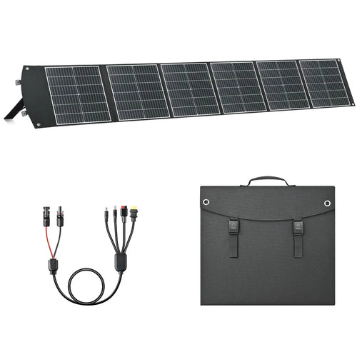 UC-200D 200W Portable ETFE Foldable Solar Panel Charger 20V 12V 9V for Outdoor Camping Phone Laptop Power Supply - Black - 1