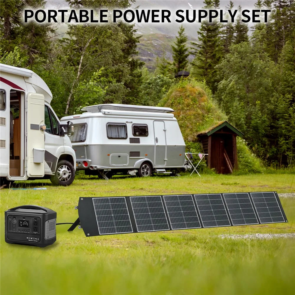 UC-200D 200W Portable ETFE Foldable Solar Panel Charger 20V 12V 9V for Outdoor Camping Phone Laptop Power Supply - Black - 5