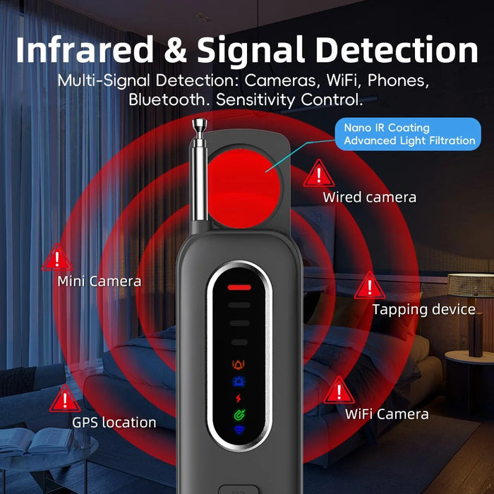 T012 Infrared Detection Anti-Spy Camera RF Signal Detector for Hotel Privacy Protection - Black - 4