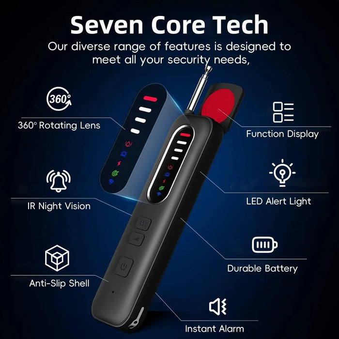 T012 Infrared Detection Anti-Spy Camera RF Signal Detector for Hotel Privacy Protection - Black - 6