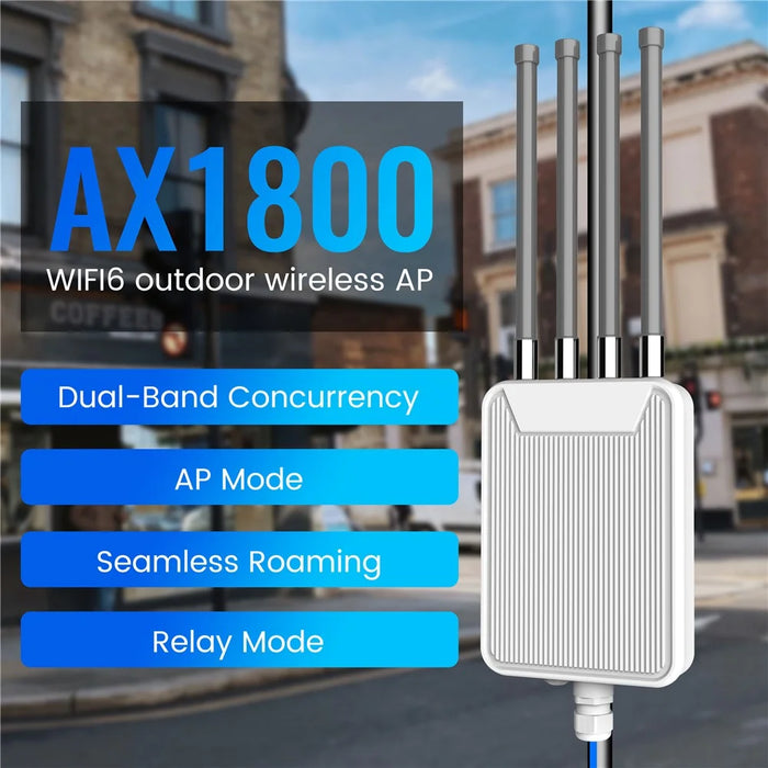HW1800M Outdoor Waterproof AX1800 WiFi 6 Wireless AP Router 2.4 / 5.8G Dual Band Modem with High Gain Antenna - US Plug - 3