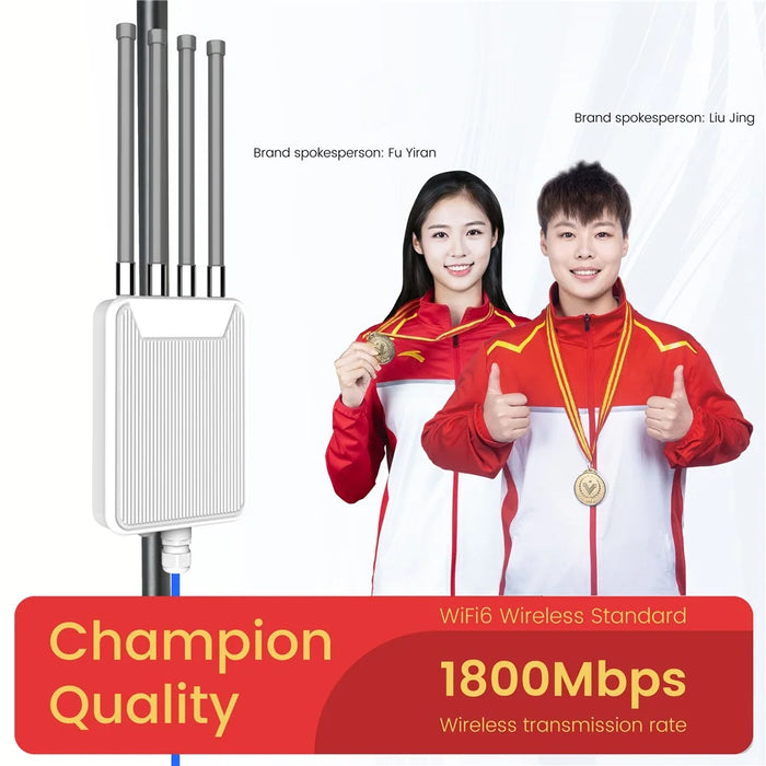 HW1800M Outdoor Waterproof AX1800 WiFi 6 Wireless AP Router 2.4 / 5.8G Dual Band Modem with High Gain Antenna - US Plug - 6