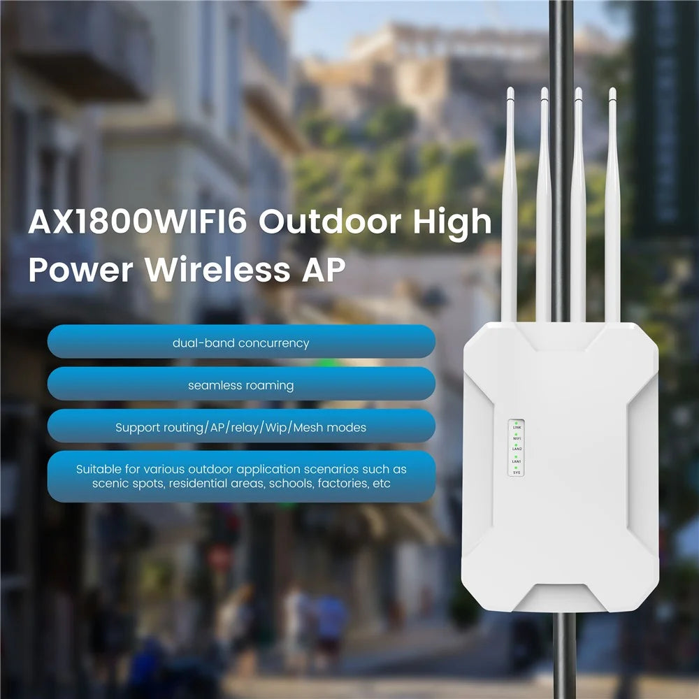 HW1800S Waterproof Outdoor Wireless Access Point 1800Mbps WiFi 6 Dual Band Gigabit Router - White  /  US Plug - 3