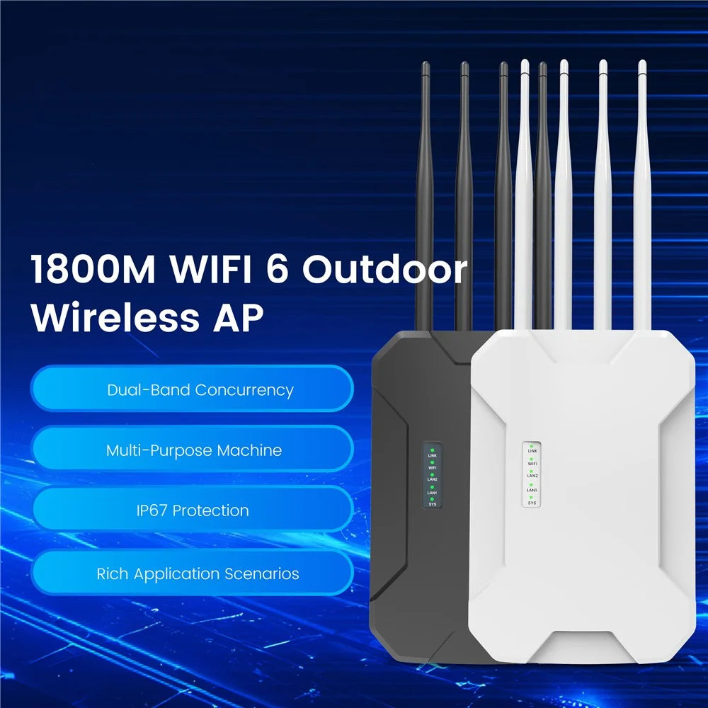 HW1800S Waterproof Outdoor Wireless Access Point 1800Mbps WiFi 6 Dual Band Gigabit Router - White  /  US Plug - 4