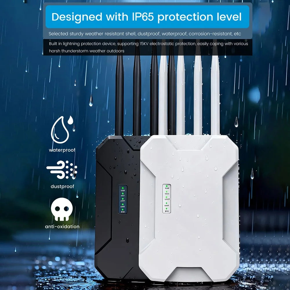 HW1800S Waterproof Outdoor Wireless Access Point 1800Mbps WiFi 6 Dual Band Gigabit Router - White  /  US Plug - 7