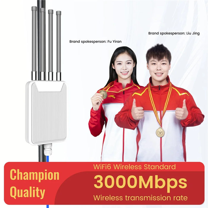 HW3000M 3000Mbps High Power Modem AX3000 Outdoor Wireless AP WiFi 6 Dual Band WiFi Router - US Plug - 4