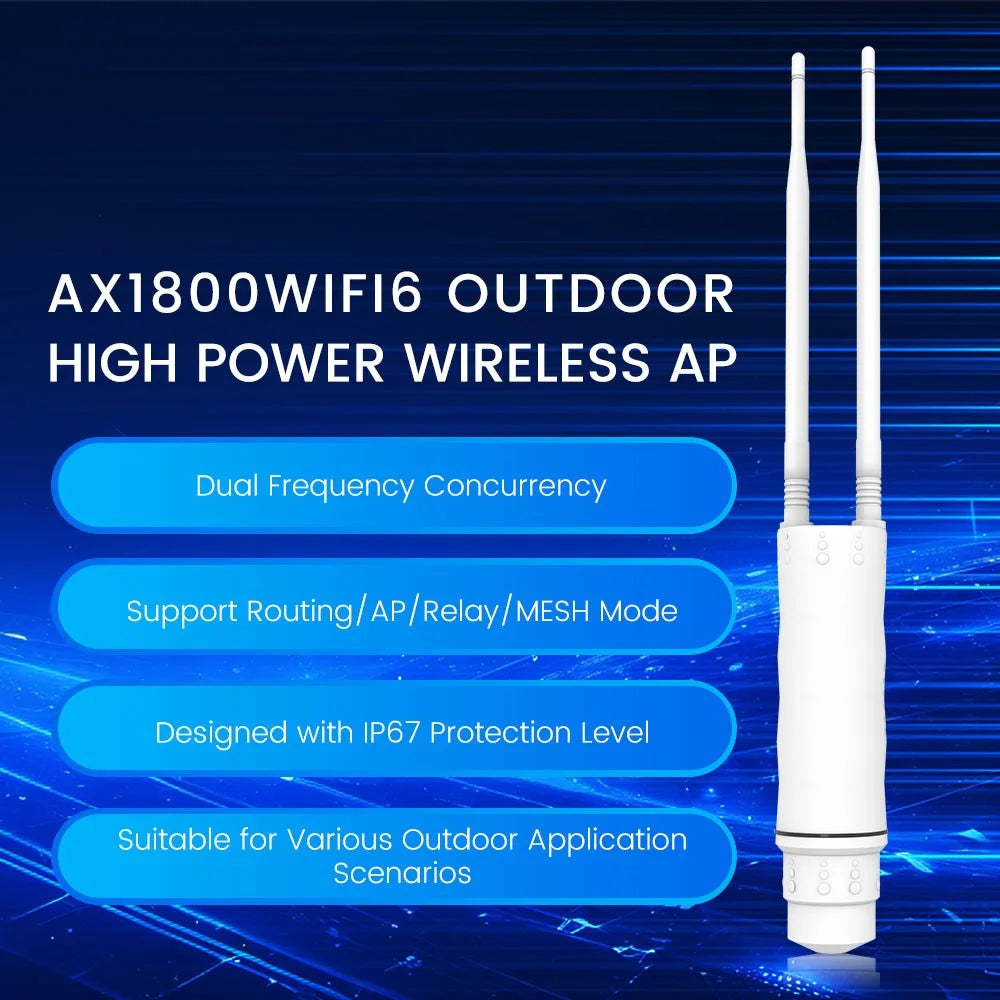 HW1800Y WiFi 6 AX1800 2.4 / 5.8G Dual Band MESH Router IP67 Waterproof Outdoor AP Repeater - US Plug - 5