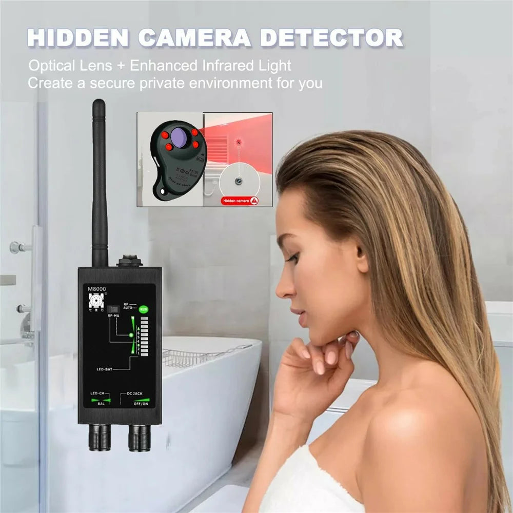 M8000 Signal Detector Anti Spy Camera GPS Tracker Wireless Signal Detector for Hotel Office Car - Black - 5