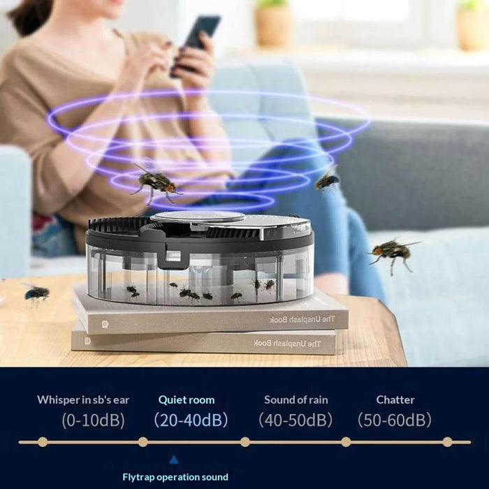 USB Rechargeable Automatic Rotating Fly Trap Electric Fly Catcher Household Flying Control Device - Black - 4