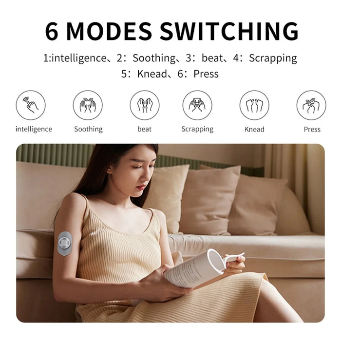 Q1 Mini Wireless Massage Pads 6 Massage Modes 2 Replaceable Pads with Charging Case for Full Body Relief - White - 4