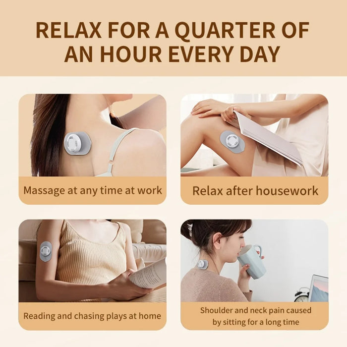 Q1 Mini Wireless Massage Pads 6 Massage Modes 2 Replaceable Pads with Charging Case for Full Body Relief - White - 5