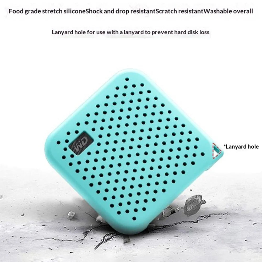 For Western Digital WD Elements SE SSD Silicone Case Shockproof Protective Cover with Lanyard - Mint Green - 2