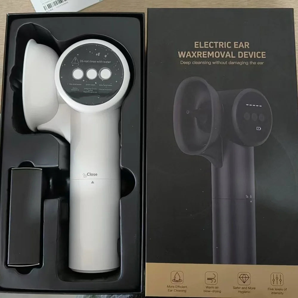 2 in 1 Electric Ear Wax Removal Tool Ear Dryer 5 Levels Ear Cleaner for Swimming Water Cleaning - White - 6