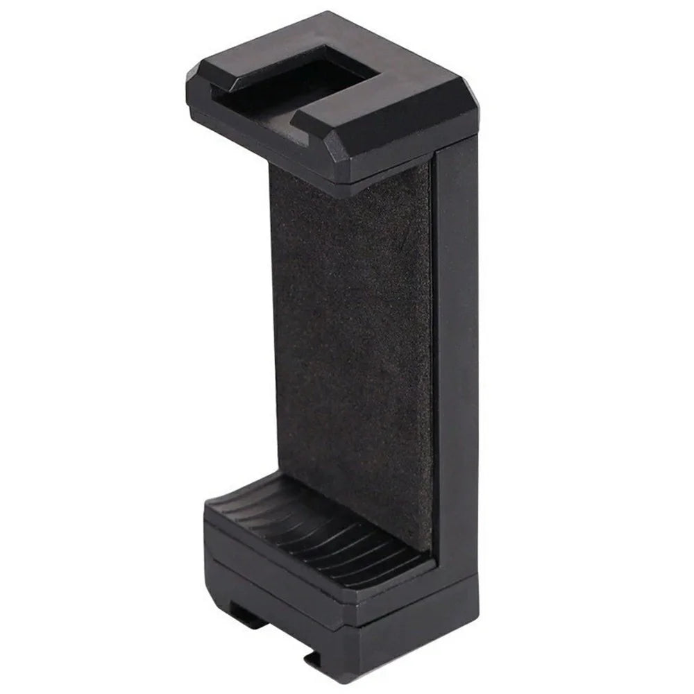 D010 Phone Clip Holder with Dual Hot Shoe Mount 1 / 4" Screw Thread for Live Streaming Tripod Stand - Black - 1