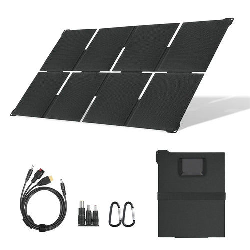 UT-80H 80W Foldable Solar Panel with Type-C  /  USB  /  DC Ports IP65 Waterproof Portable Solar Charger for Outdoor Camping - Black - 1