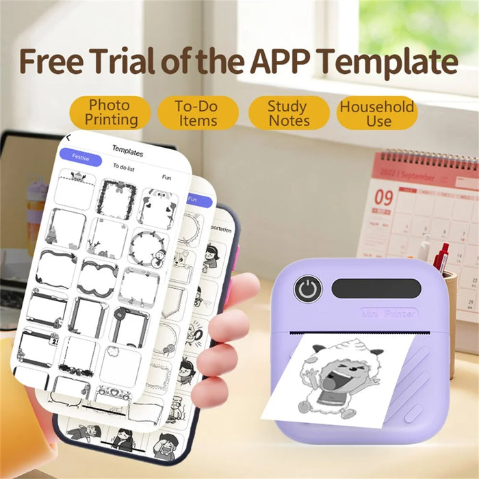 A36 Mini Thermal Printer 200 DPI Portable  Bluetooth-compatible Label Printer for Office Study (APP: AumiLabel) - Green - 6