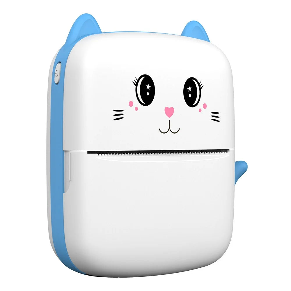 A9 Cartoon Cat Design Mini Thermal Printer 200 DPI Bluetooth-compatible Portable Pocket Printer (APP: AumiLabel) - Blue - 1