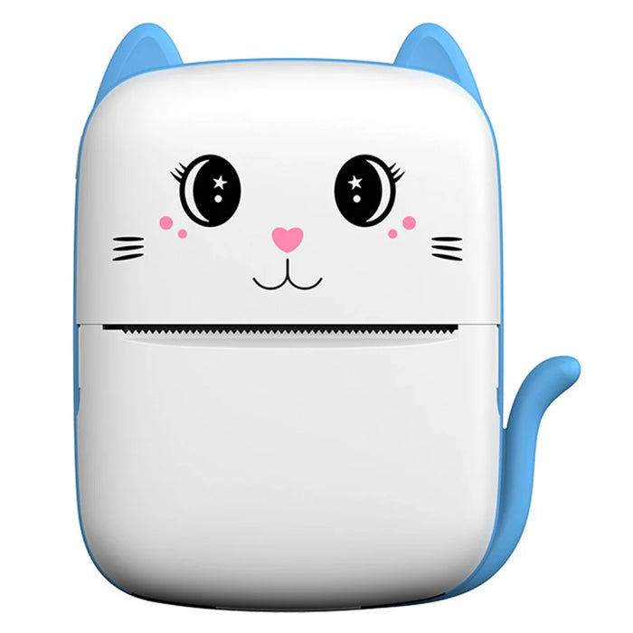 A9 Cartoon Cat Design Mini Thermal Printer 200 DPI Bluetooth-compatible Portable Pocket Printer (APP: AumiLabel) - Blue - 2