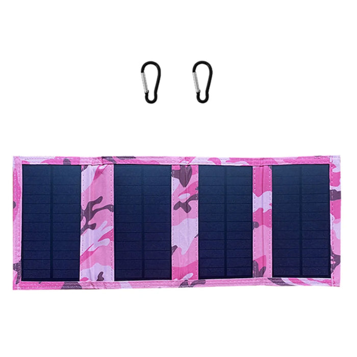 20W 4 Folds Portable Solar Panel Charger Pack IP65 Waterproof Foldable Outdoor Emergency Power Bank  - Pink - 2