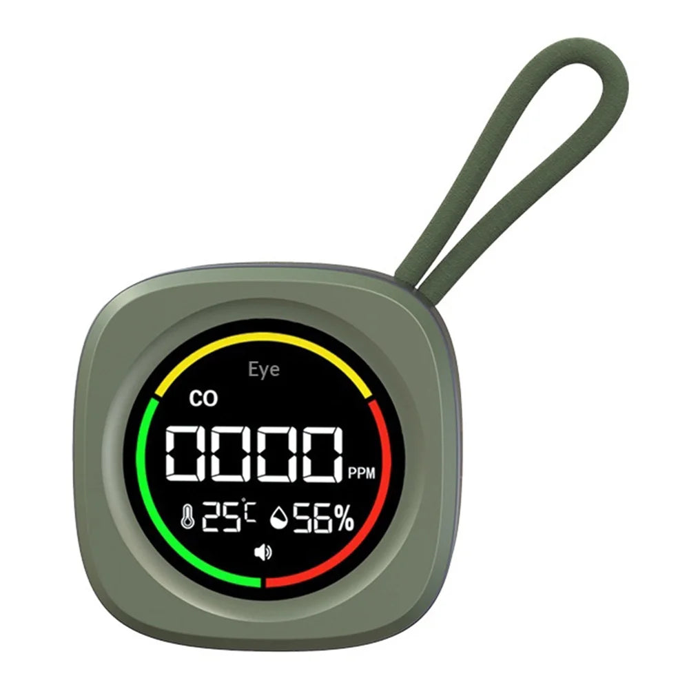 K5B 3 in 1 Carbon Monoxide Detector Temperature Humidity Monitor Portable CO Alarm for Outdoor Camping - Green - 1