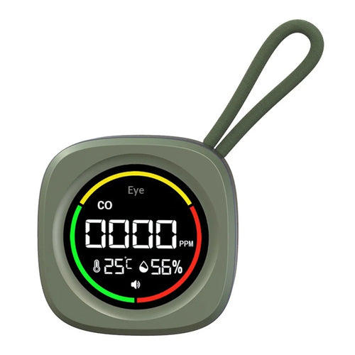 K5B 3 in 1 Carbon Monoxide Detector Temperature Humidity Monitor Portable CO Alarm for Outdoor Camping - Green - 1