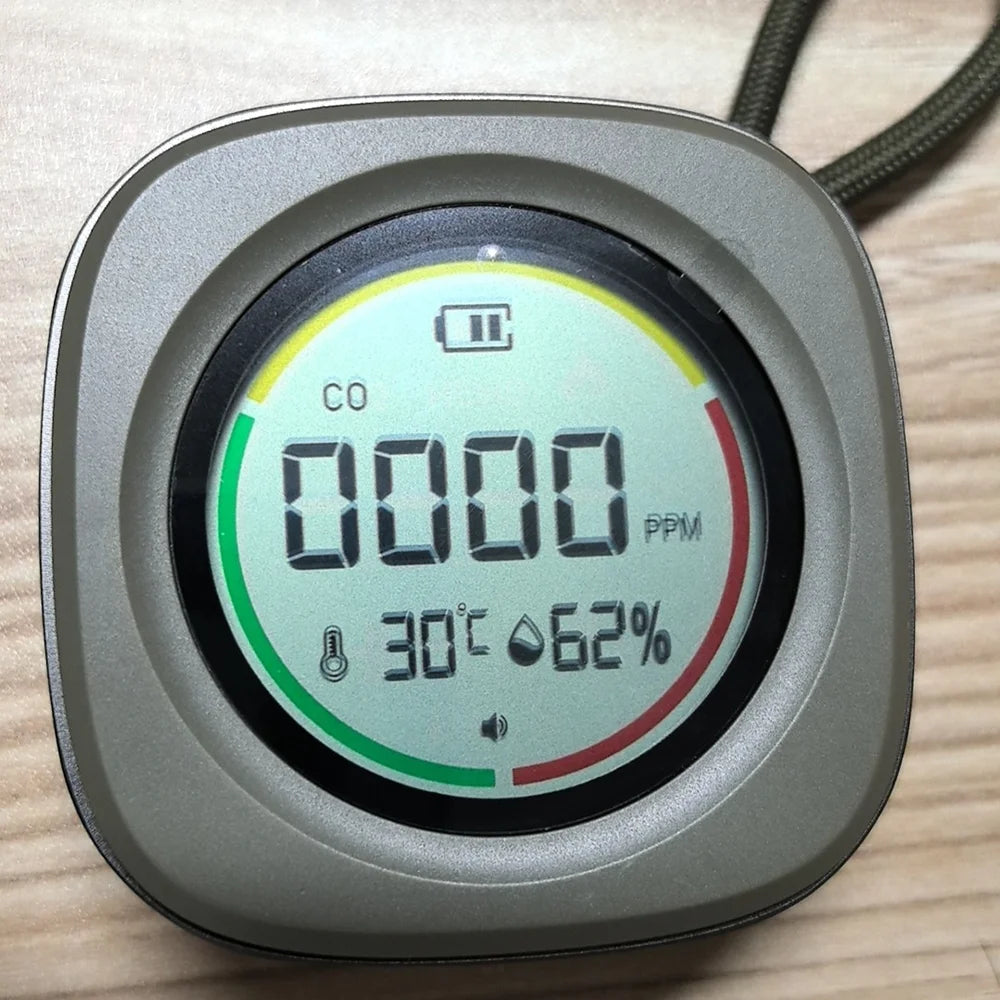 K5B 3 in 1 Carbon Monoxide Detector Temperature Humidity Monitor Portable CO Alarm for Outdoor Camping - Green - 5