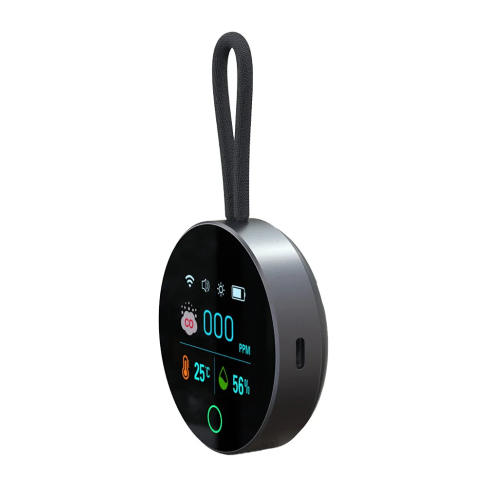 Portable Carbon Monoxide Detector 0-500PPM CO Alarm Temperature Humidity Monitor for RV Camping - Black - 1