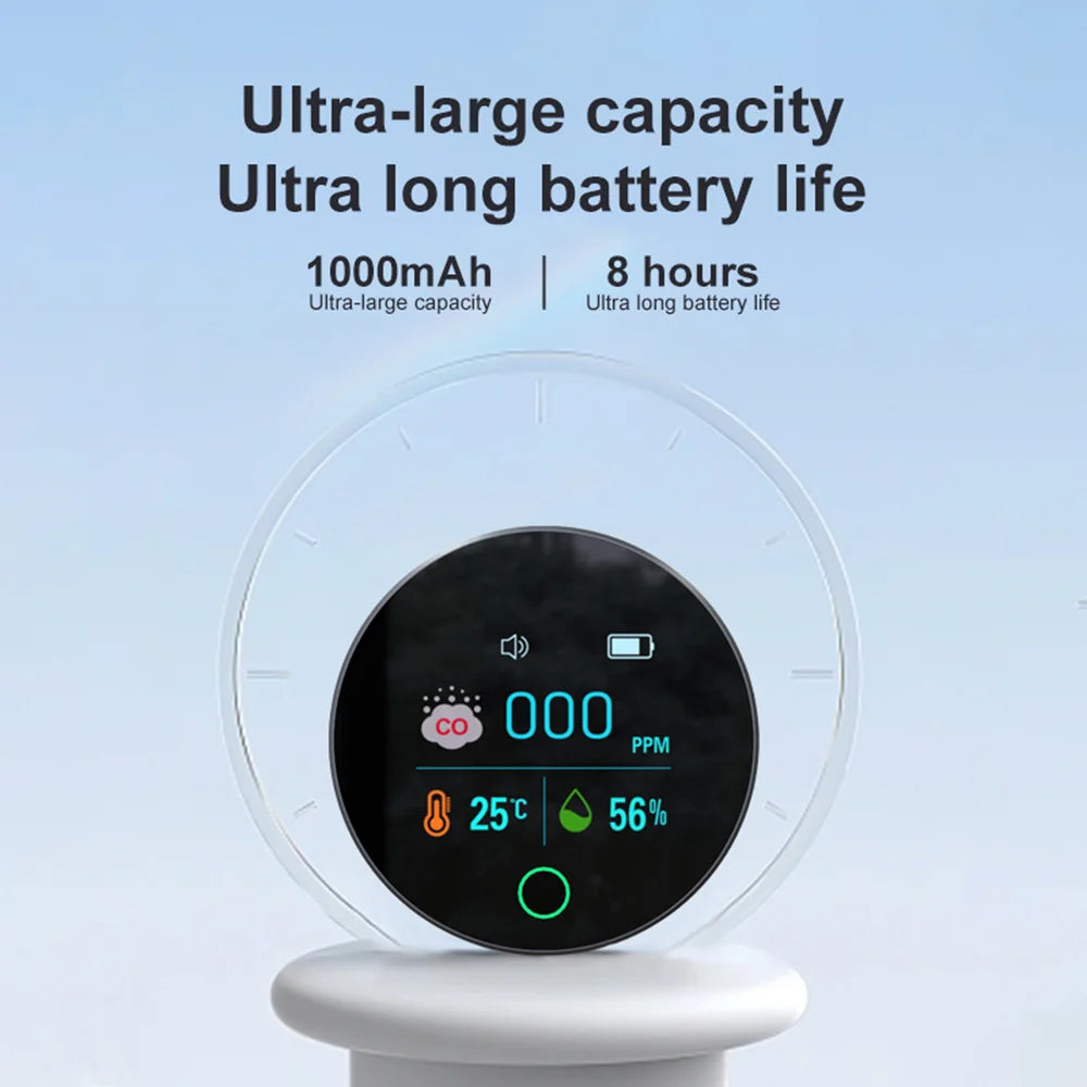 Portable Carbon Monoxide Detector 0-500PPM CO Alarm Temperature Humidity Monitor for RV Camping - Black - 3
