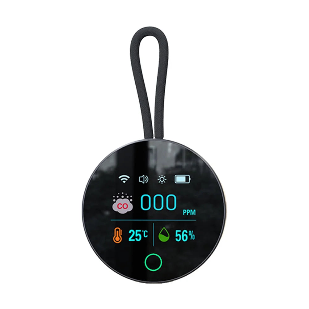 Portable Carbon Monoxide Detector 0-500PPM CO Alarm Temperature Humidity Monitor for RV Camping - Black - 5
