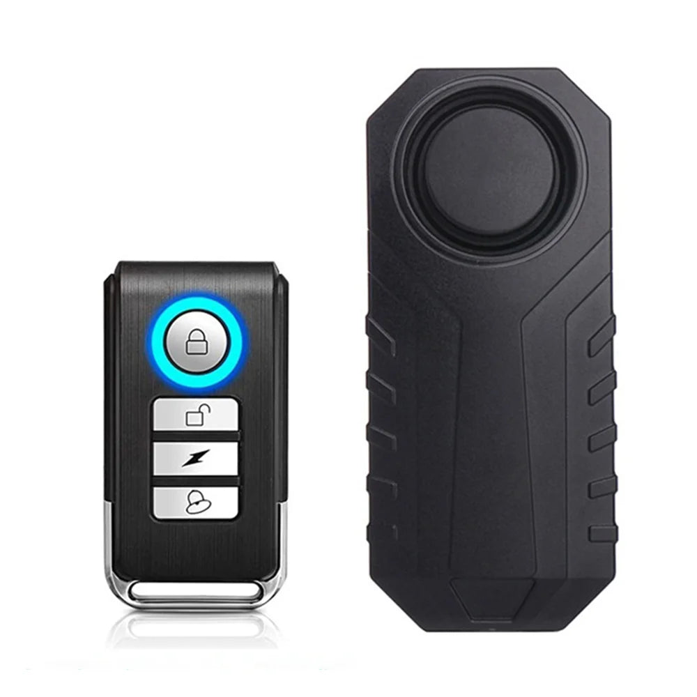 SF22R 113dB Wireless Remote Control Vibration Alarm Anti-Theft Device for Bicycle Motorcycle Electric Scooter - Black+Square Remote - 1
