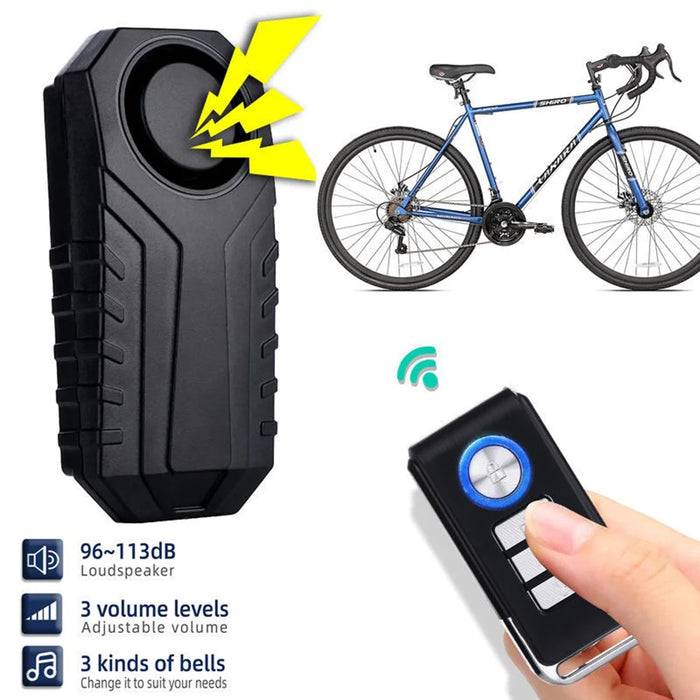 SF22R 113dB Wireless Remote Control Vibration Alarm Anti-Theft Device for Bicycle Motorcycle Electric Scooter - Black+Square Remote - 4