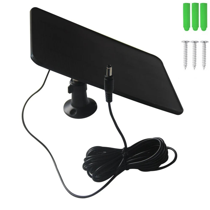 6W 5V Solar Panel Charger with 360 Degree Adjustable Mounting Bracket for Doorbell Security Camera - Black/DC5521 - 1