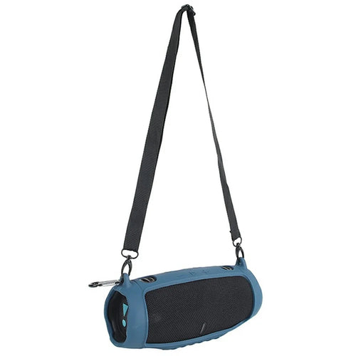 Silicone Portable Case for JBL Charge 6 Bluetooth-compatible Speaker Soft TPU Protective Cover with Strap Carabiner - Navy Blue - 1