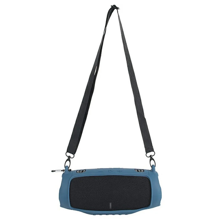 Silicone Portable Case for JBL Charge 6 Bluetooth-compatible Speaker Soft TPU Protective Cover with Strap Carabiner - Navy Blue - 2