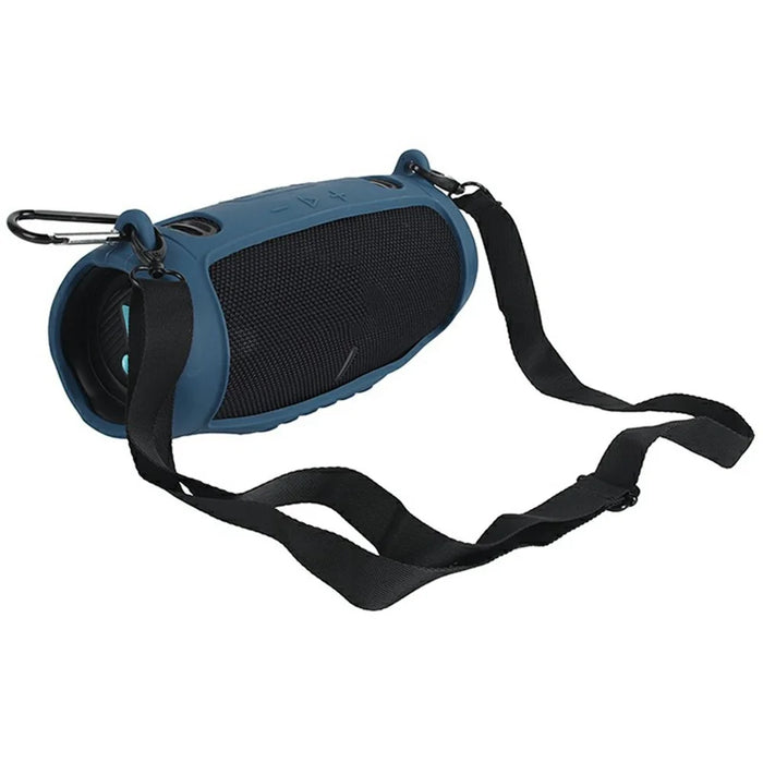 Silicone Portable Case for JBL Charge 6 Bluetooth-compatible Speaker Soft TPU Protective Cover with Strap Carabiner - Navy Blue - 3