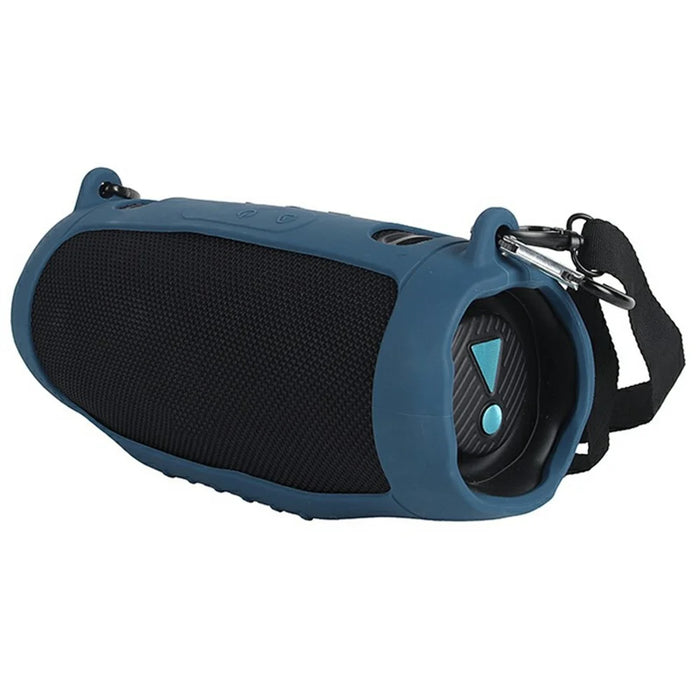 Silicone Portable Case for JBL Charge 6 Bluetooth-compatible Speaker Soft TPU Protective Cover with Strap Carabiner - Navy Blue - 4