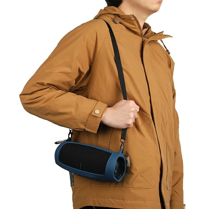 Silicone Portable Case for JBL Charge 6 Bluetooth-compatible Speaker Soft TPU Protective Cover with Strap Carabiner - Navy Blue - 6