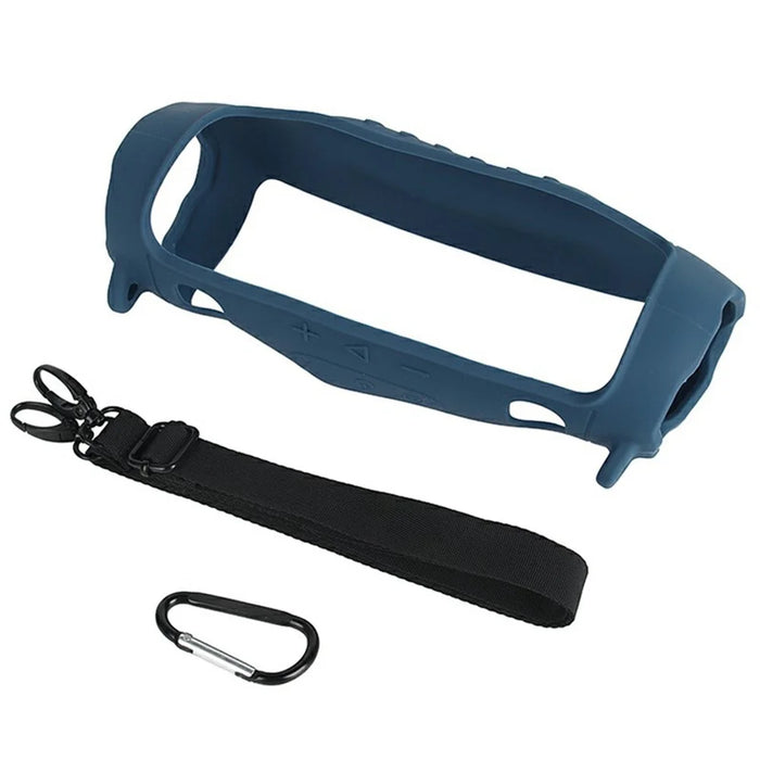 Silicone Portable Case for JBL Charge 6 Bluetooth-compatible Speaker Soft TPU Protective Cover with Strap Carabiner - Navy Blue - 7