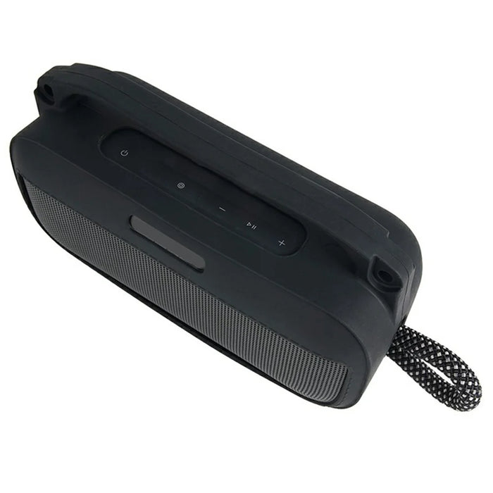 Silicone Case for Bose SoundLink Plus Speaker Dustproof Shockproof Portable Protective Cover with Carabiner Shoulder Strap - Black - 5