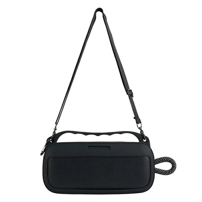 Silicone Case for Bose SoundLink Plus Speaker Dustproof Shockproof Portable Protective Cover with Carabiner Shoulder Strap - Black - 6