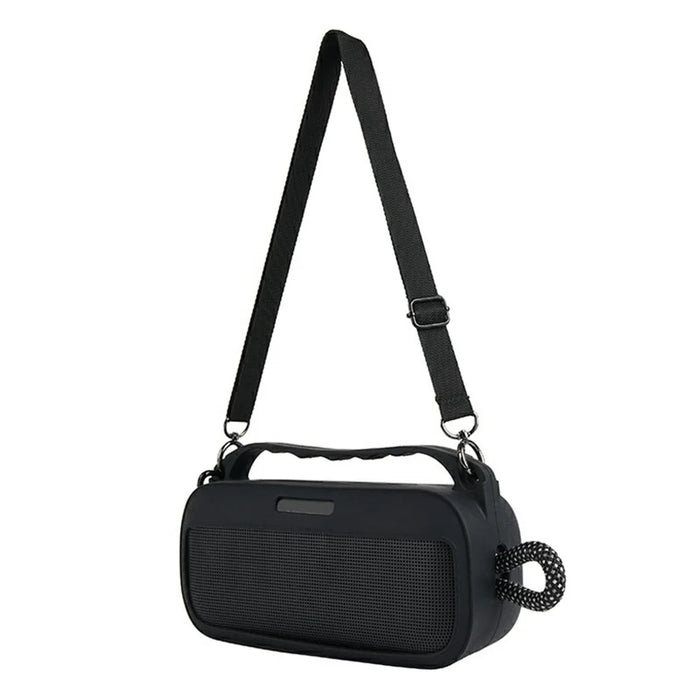 Silicone Case for Bose SoundLink Plus Speaker Dustproof Shockproof Portable Protective Cover with Carabiner Shoulder Strap - Black - 7