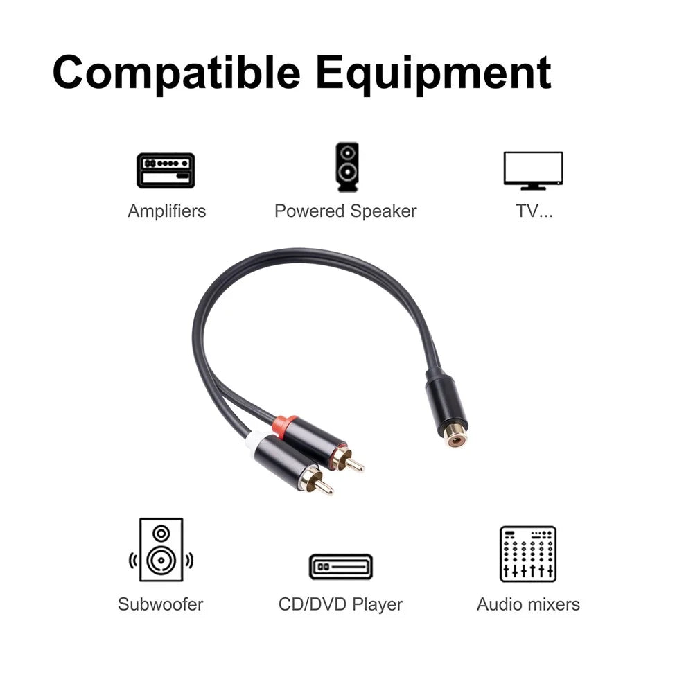 RCA Female to Dual 2-RCA Male Adapter Stereo Splitter Y Audio Cable - 2