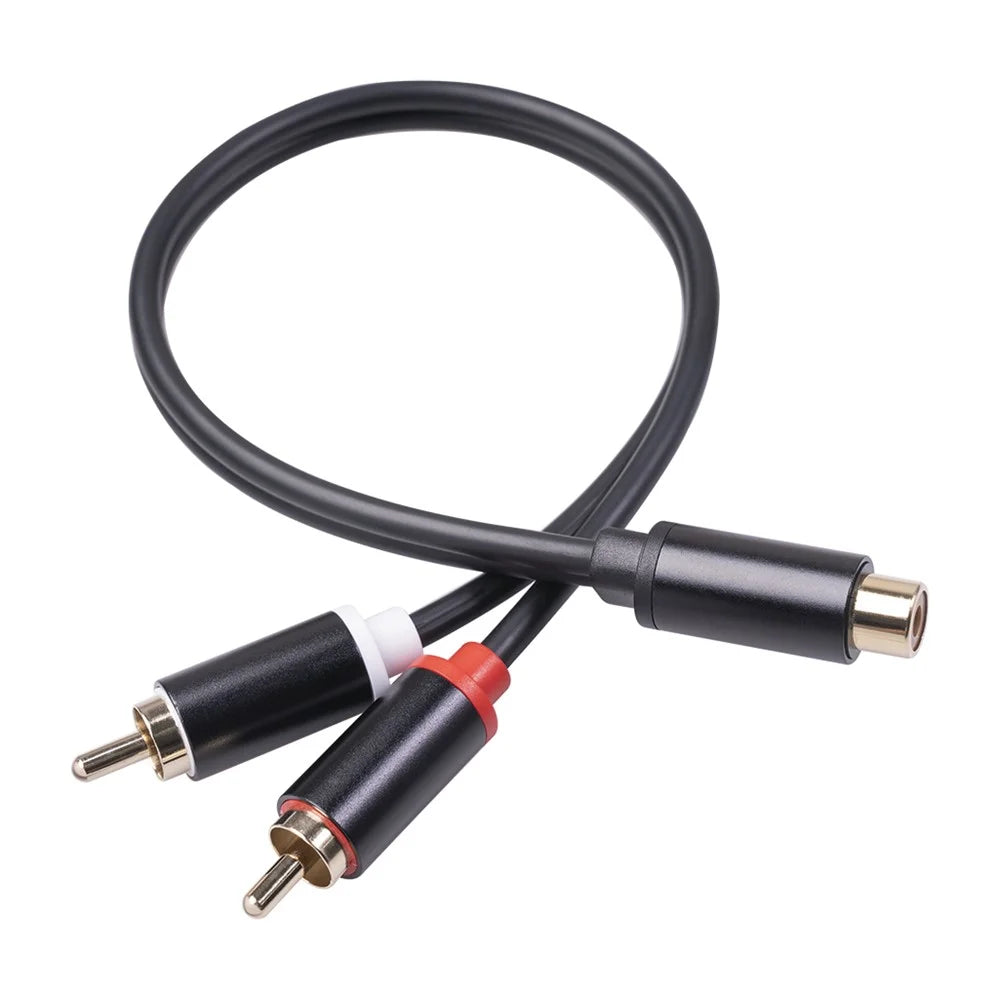 RCA Female to Dual 2-RCA Male Adapter Stereo Splitter Y Audio Cable - 5