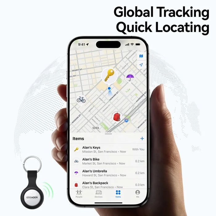 ESSAGER 4Pcs Smart Tag Tracker Anti-Lost Device Keys Bags Locator Compatible with Find My App - Black - 4