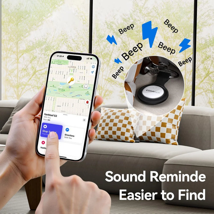 ESSAGER 4Pcs Smart Tag Tracker Anti-Lost Device Keys Bags Locator Compatible with Find My App - Black - 6