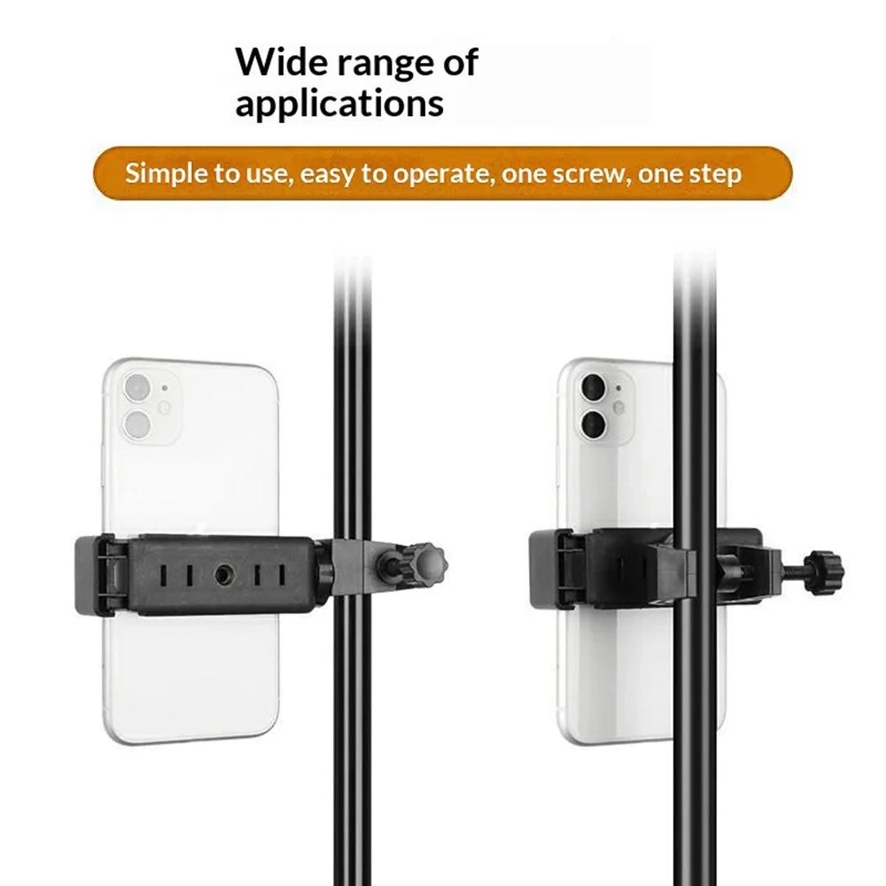 K031 Pole Mount Extension Phone Holder C-Clamp Bracket for Live Streaming Video Recording - Black - 3
