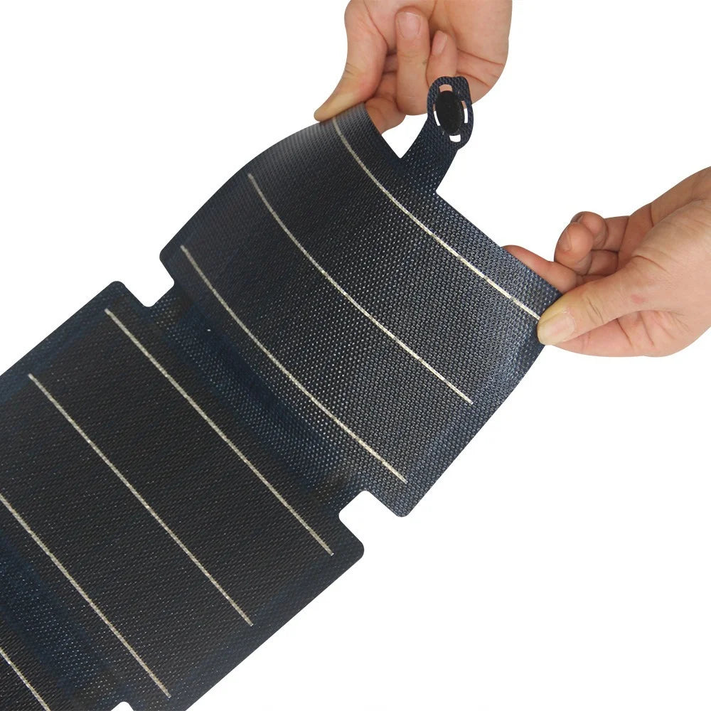 20W 5-Panel Foldable Solar Charging Panel with USB + Type-C Output IPX6 Waterproof Outdoor Solar Charger - Blue - 2