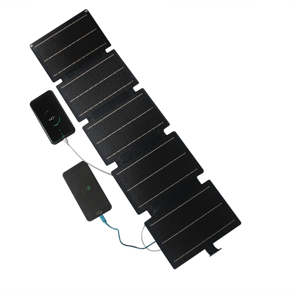 20W 5-Panel Foldable Solar Charging Panel with USB + Type-C Output IPX6 Waterproof Outdoor Solar Charger - Blue - 4