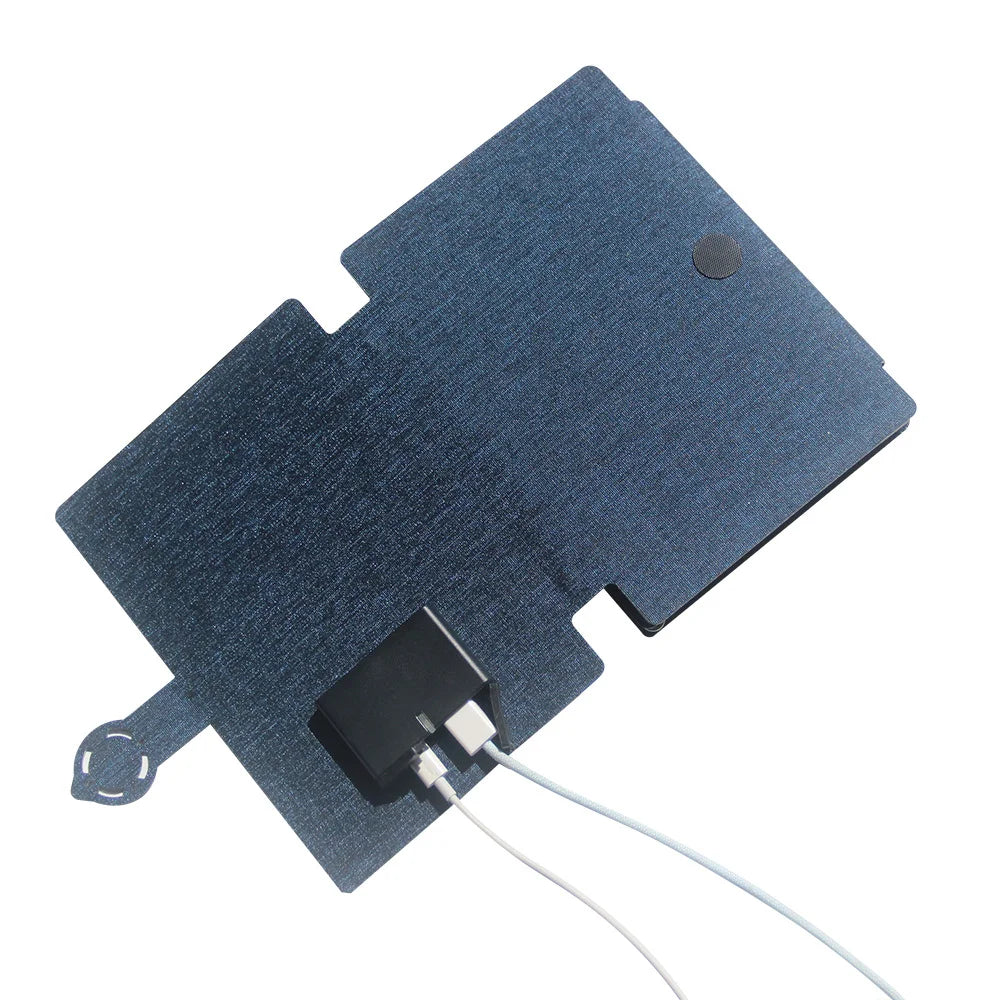 20W 5-Panel Foldable Solar Charging Panel with USB + Type-C Output IPX6 Waterproof Outdoor Solar Charger - Blue - 5