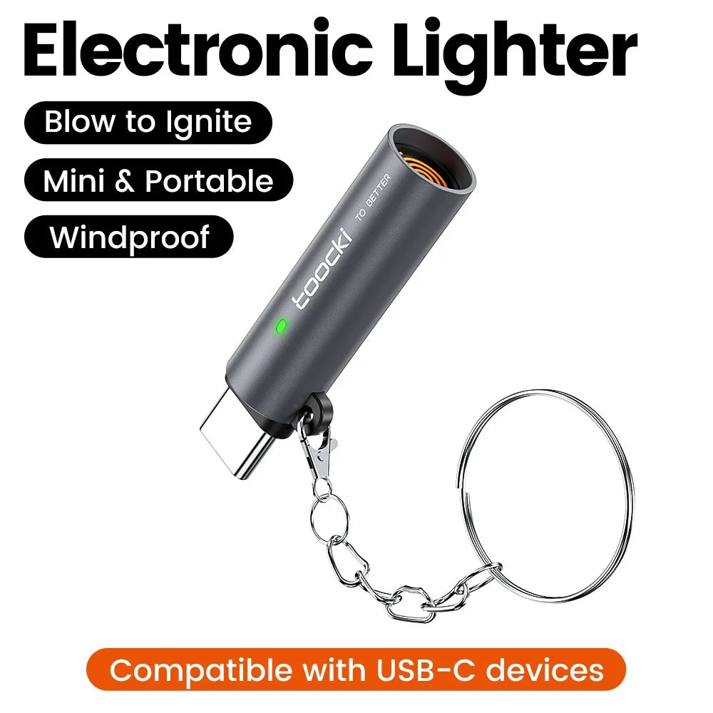 TOOCKI TG15 USB-C Mini Electronic Lighter Tungsten Coil Flameless Windproof Portable Blow Lighter for Outdoor - 3